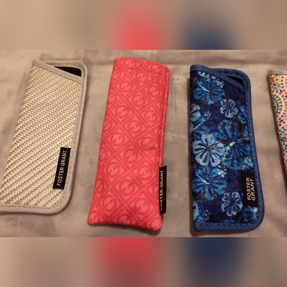 Vintage Bundle Of 7 Fabric Glass Cases, Etc